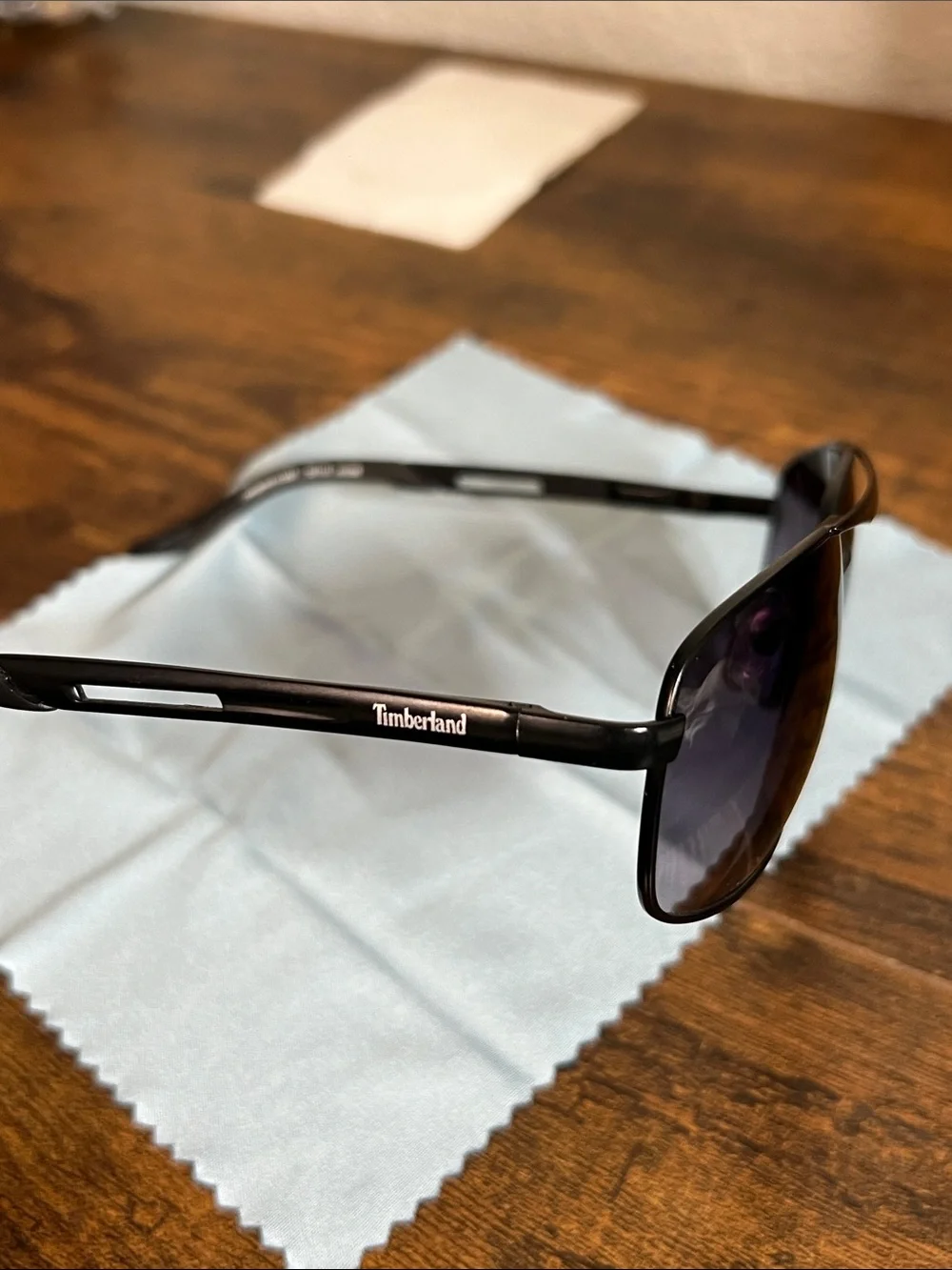 Timberland Black Frames with Dark Purple Lenses Aviator Sunglasses